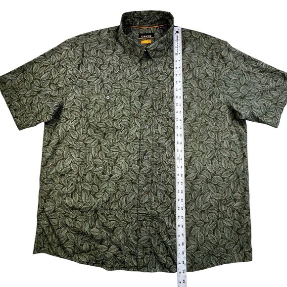 Orvis Active Fit Shirt Men’s XL Green Floral Leaf Hawaiian Performance Beach - Picture 9 of 9